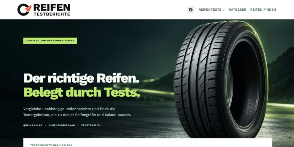 Startseite von Reifen-Testberichte, Stand Oktober 2026