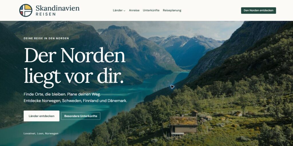 Startseite von Skandinavien Reisen, Stand Oktober 2026